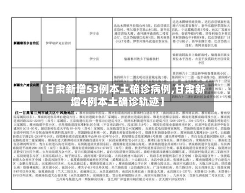 【甘肃新增53例本土确诊病例,甘肃新增4例本土确诊轨迹】